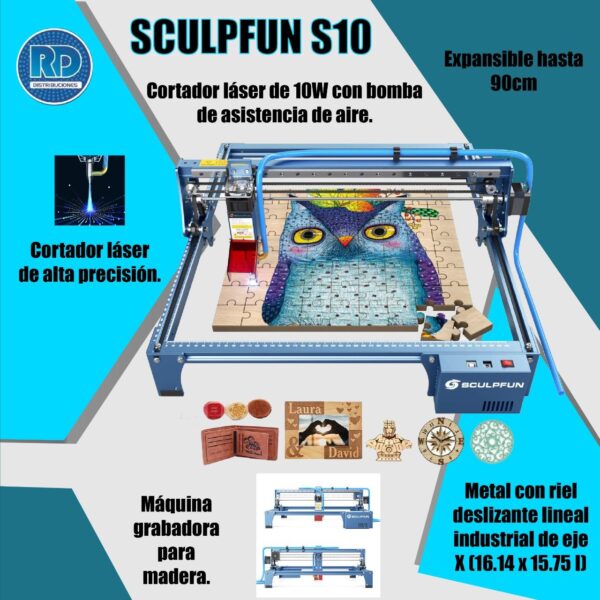 Máquina de corte y grabado laser Sculpfun S10